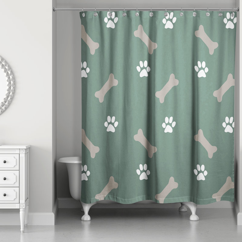 Roswitha Animal Print Shower Curtain, Sage