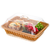 Bread Basket With Lid, Tabletop Food Serving Basket, Fruit Basket For Vegetable, Restaurant, Display, Kitchen, Party, Rectangle