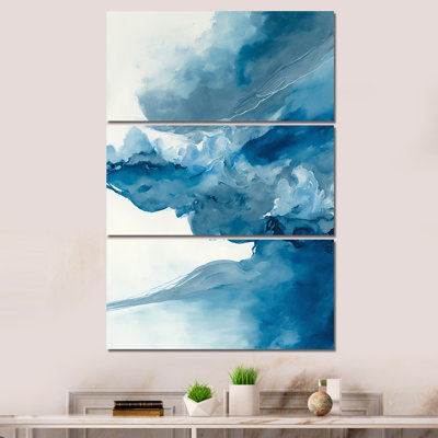 Sapphire Blue Nebula II - Abstract Liquid Ink Canvas Wall Art Set -  Design Art, PT80365-3PVXL