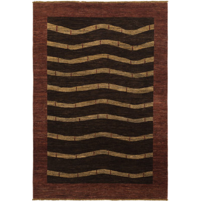 Tapis de zone en laine 6 pi x 9 pi à main one-of-kind noué la Didcot