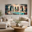 Moroccan Courtyard with Tile Pool and Palm Plants Set Of 3 Canvas Wall Art-131252653
