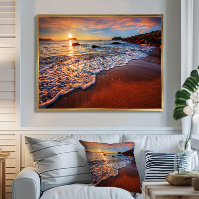 Stunning Ocean Beach at Sunset - Beach Photograph Print on Canvas, Beach wall art print