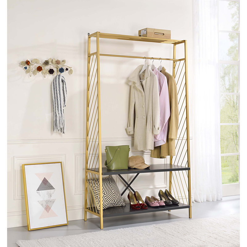 Pahor Gold & Black Finish Hall Tree