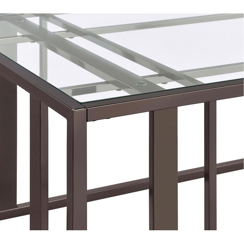 Anthoins Glass Top End Table, Brown