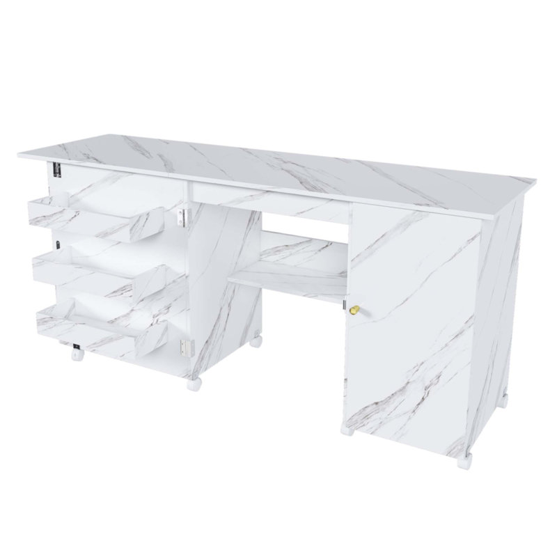 Table de machine à coudre pliable 57,5 po avec roulettes verrouillables, station de bricolage avec tablettes
