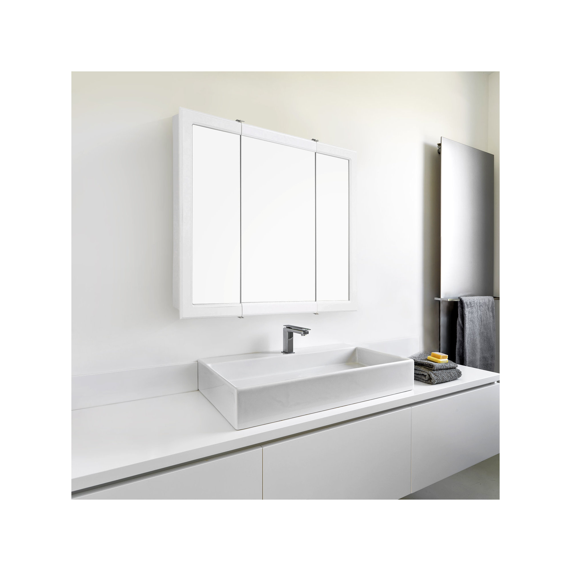 Bathroom Medicine Cabinet, Wall Mounted, Mirror, White, 30" H x 30" W x 5.24" D