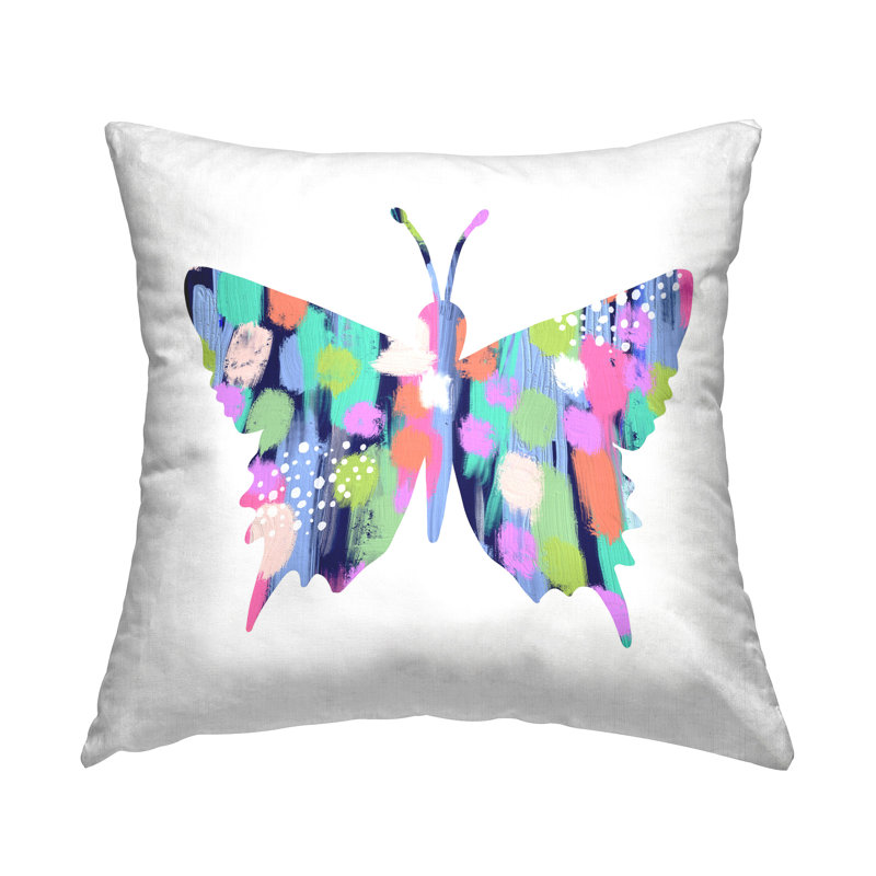 Coussin décoratif pastel à motif papillon imprimé par Lisa Nohren