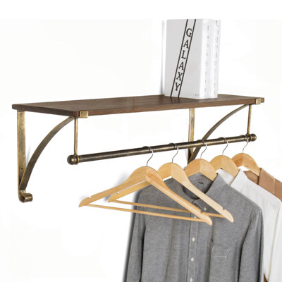 30cm Floating Shelf with Garment Hanger Rod