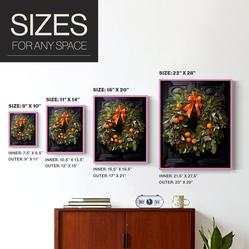«Christmas Holiday Art» DCLIX, reproduction encadrée - bois massif, H 21 po x l 17 po, Rose