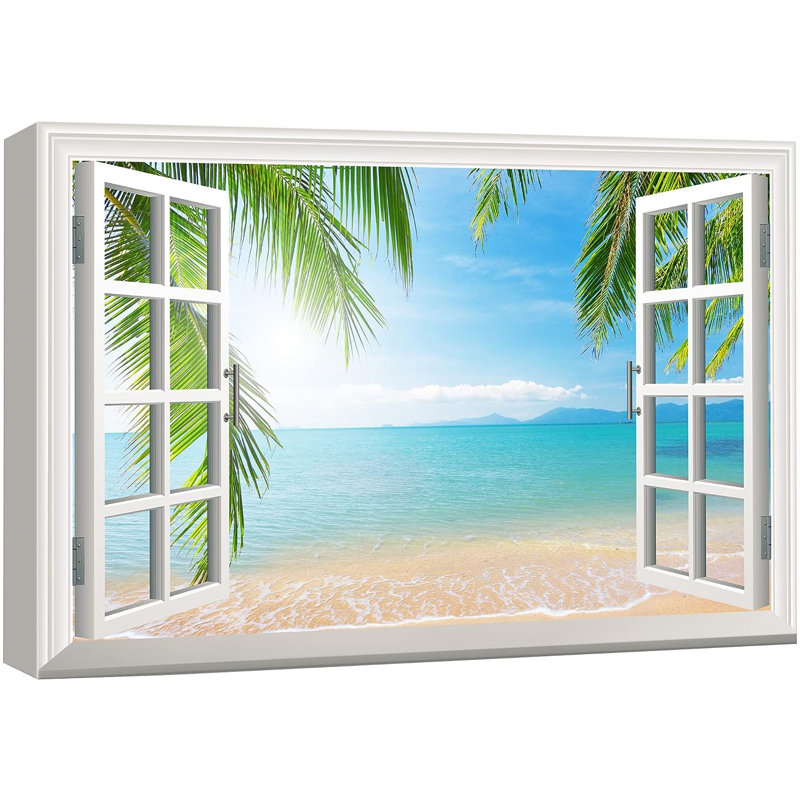 «Landscape Tropical Palm Tree Beach Nature Wilderness», reproduction sur toile, H 32 po x l 48 po x P 1,5 po