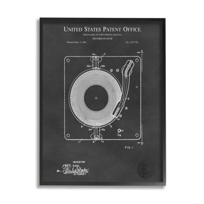 Platine tourne-disque, diagramme, schéma de brevet, texte de Karl Hronek - impression