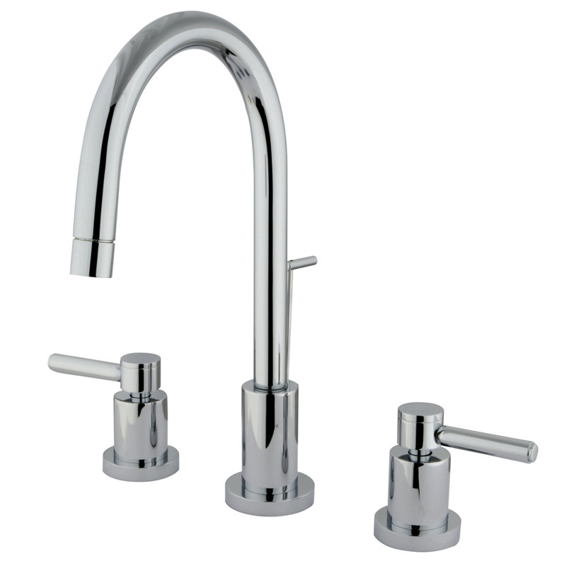 Robinet de salle de bain à large entraxe avec drain Concord, Nickel brossé