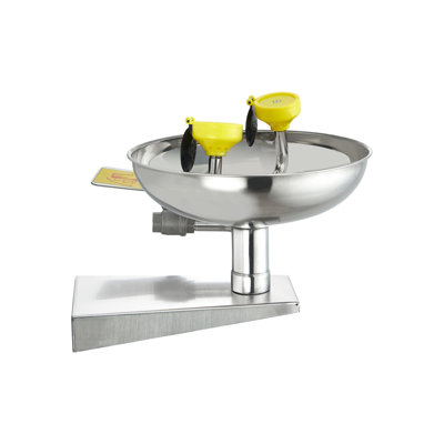 Douche oculaire d'urgence en acier inoxydable certifiée ANSI - Douche de sécurité murale à double jet pour utilisation en laboratoire et industrielle