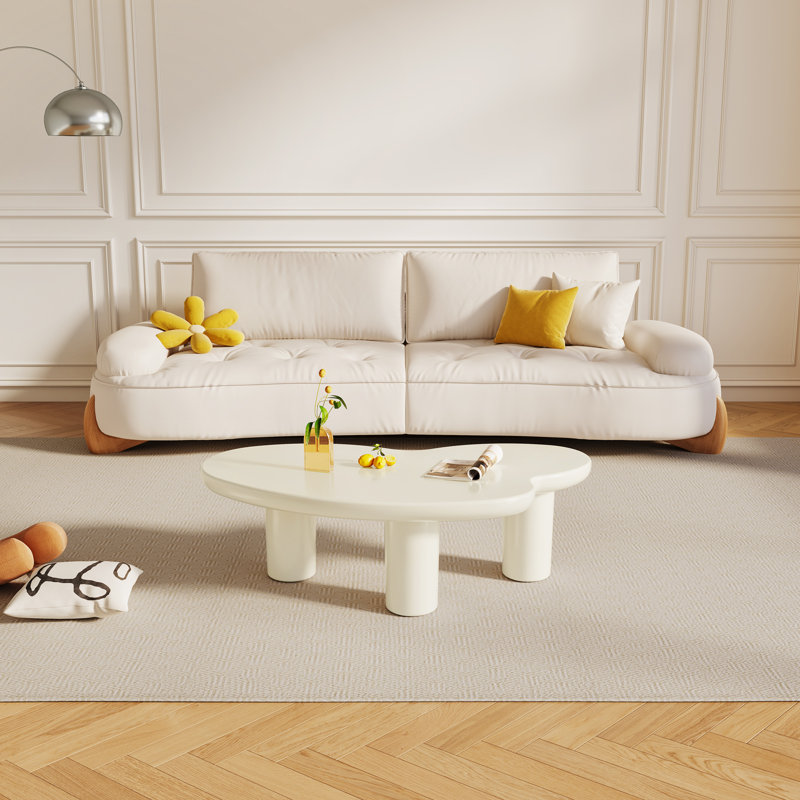 46.45" Modern Centre Table, Irregular Cream White Cloud Coffee Table with 3 Legs