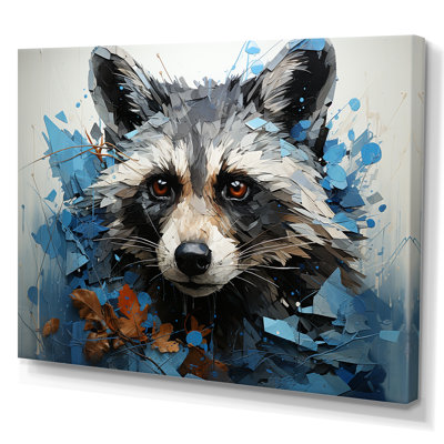 «Mischief Raccoon Portrait I», art mural toile de raton laveur