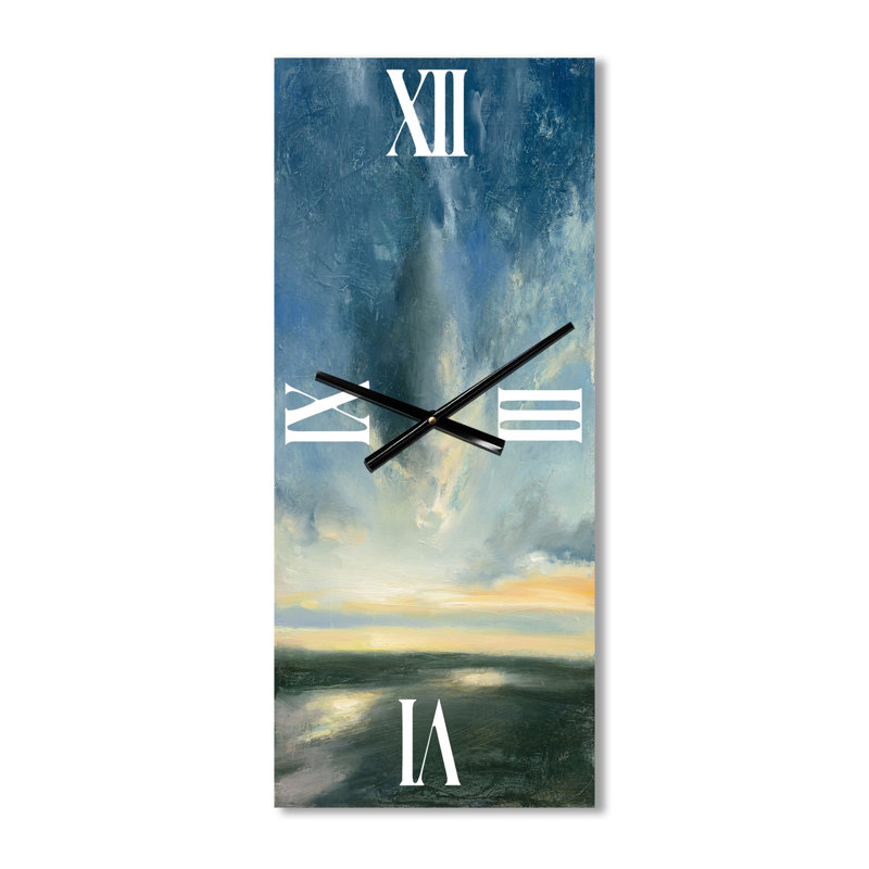 Blue Coastal Sunrise - Horloge murale traditionnelle, Grand