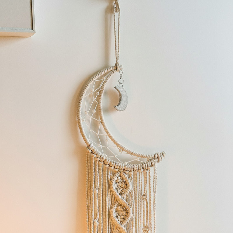 Crochet mural en coton et coton avec lumières à pampilles