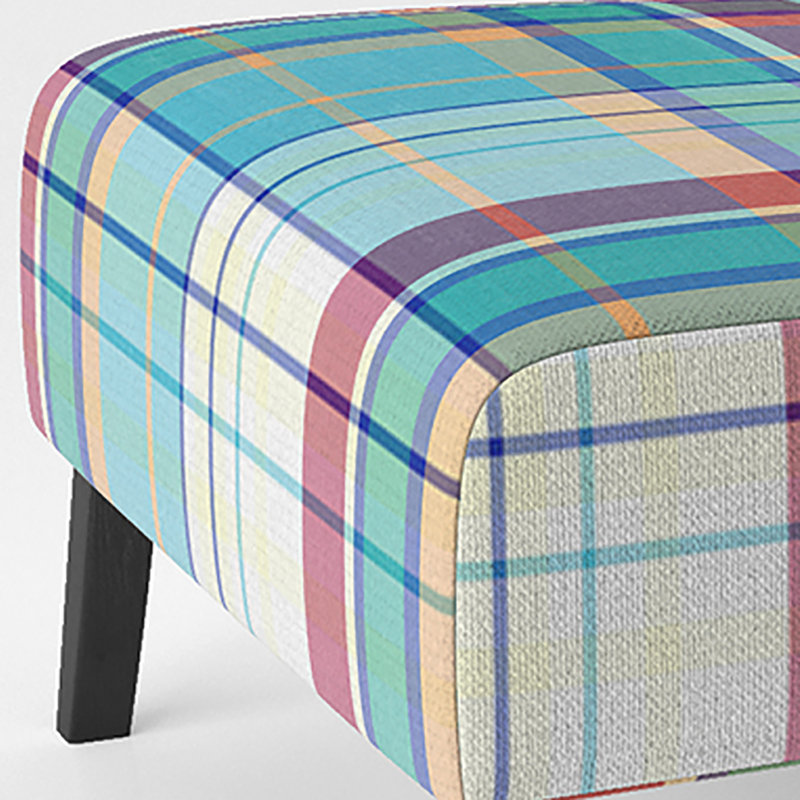 Fauteuil de chambre rembourré à motif bleu et rouge Tartan