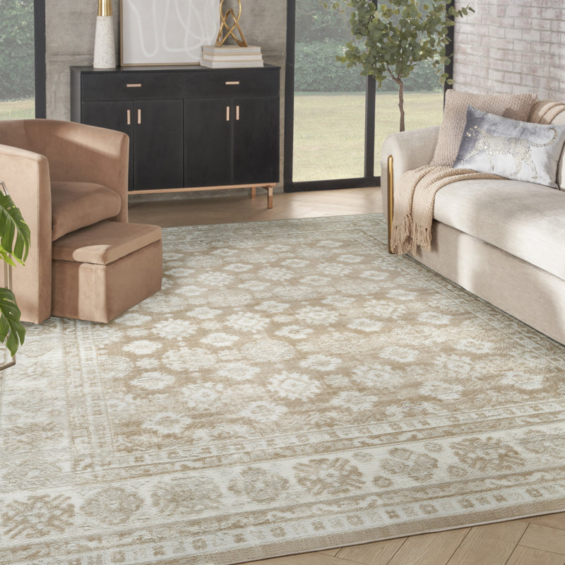 7'10" x 9'10" Cream Beige Vintage Indoor Rug, Rectangle 7'10" x 9'10"