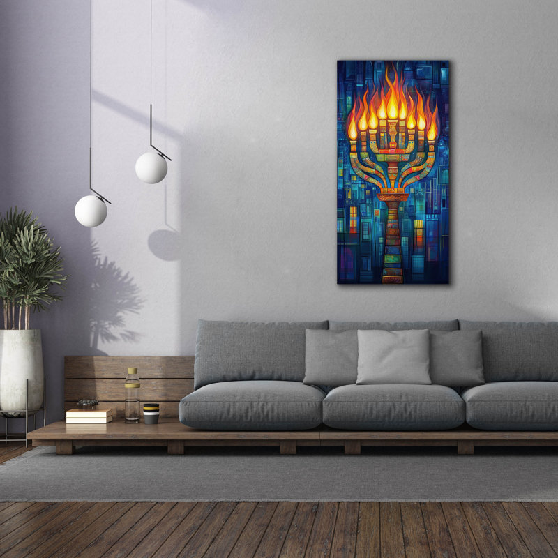  «Hanukkah Menorah» par Rich Monet, art mural sur toile, 30 po x 60 po