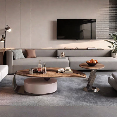 Solid wood leaf-shaped coffee table