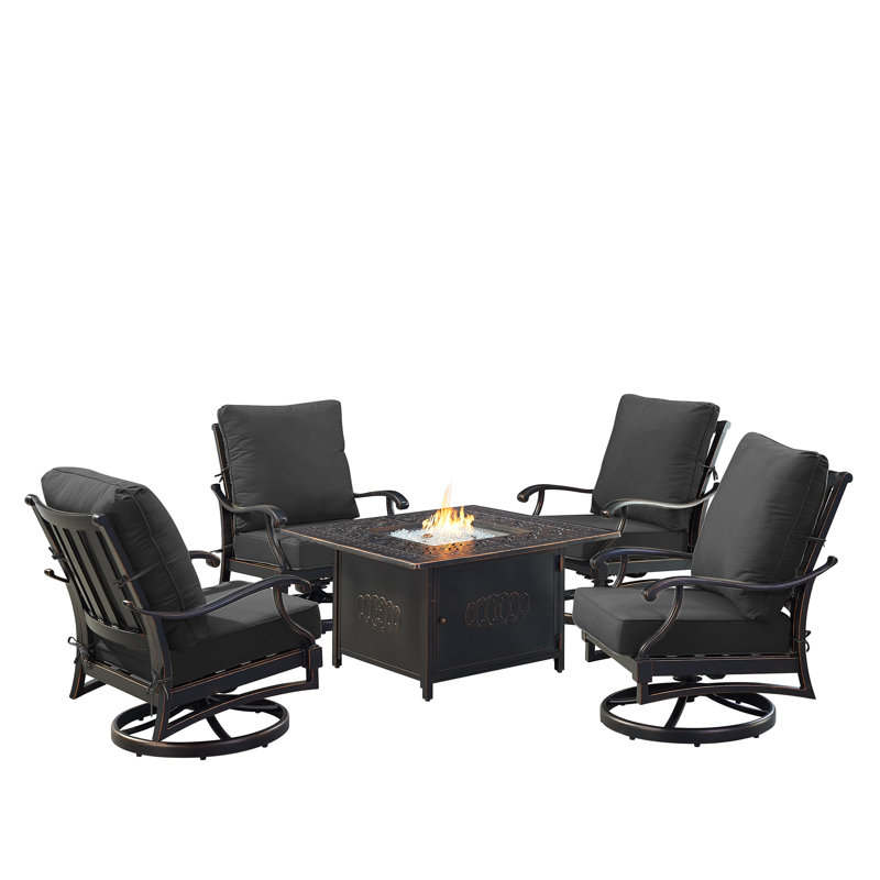 Ensemble de conversation d'extérieur pour 4 personnes avec coussins Paignton, Noir