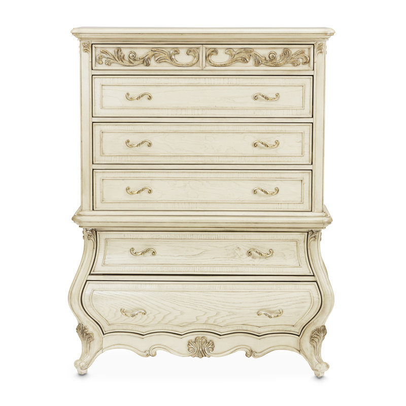6 - Drawer Solid Wood Dresser, Champagne