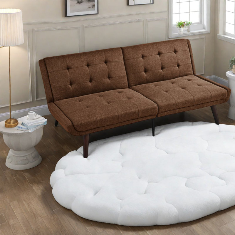 Space-saving Linen Sofa Bed With Modern Adjustable Backrest