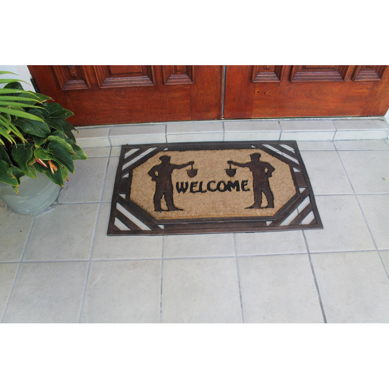 Tapis d'entrée antidérapant pour porte en caoutchouc et fibre de coco Milhouse 38 po x 23 po