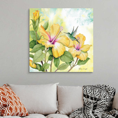 Hibiscus, art mural sur toile