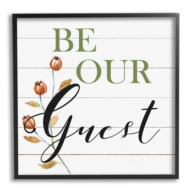 «Be our invité phrase on wood» par Carol Robinson, impression, H 17 po x l 17 po x P 1,5 po