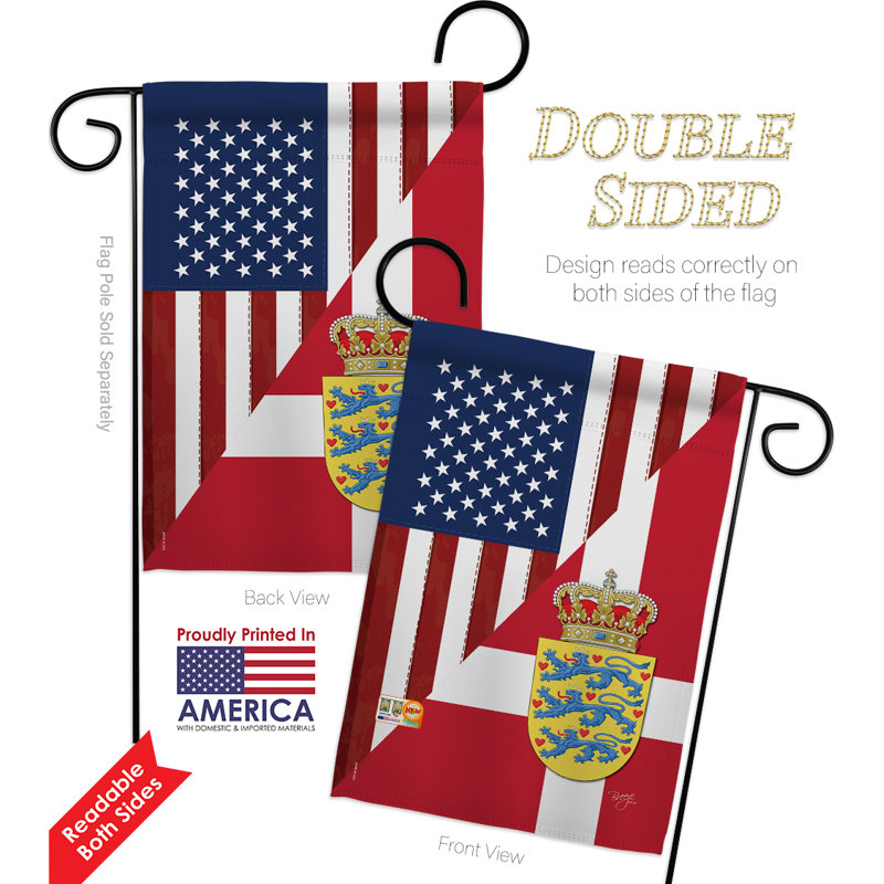 Polyester 18,5 x 13 po american denmark amitié 2 côtés ensemble de drapeau