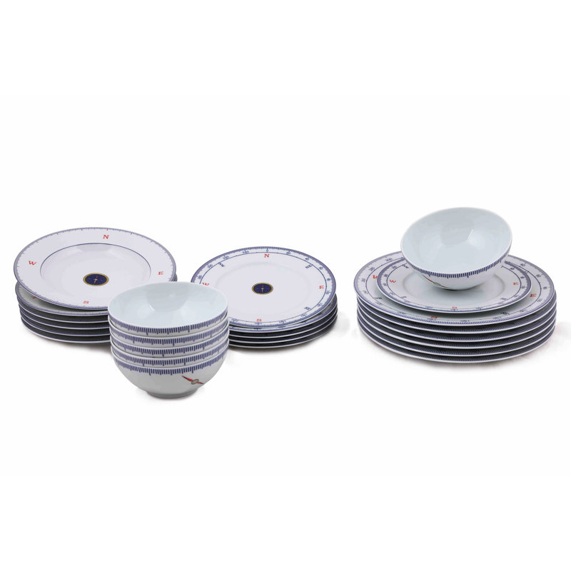 Alijah Piece Porcelain China Dinnerware Set - Service for 6