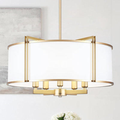 5-Light Modern 19.6" Gold Drum Chandelier