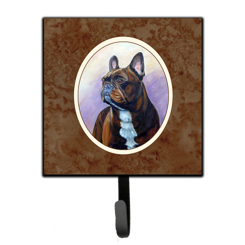 Organisateur de clés murales avec crochets clés french bouledogue Pelin, Brun / mauve / noir, Bouledogue français noir