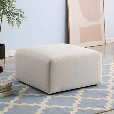 Chenille beige rembourrée, pré-fabriquée, dimensions 29,92 po, pour les dommages, peut être une table d'appoint ou un repose-pieds, expérience d'assise moyenne moelleuse avec chenille, aucun assemblage requis, hauteur de 16,73 po et maison