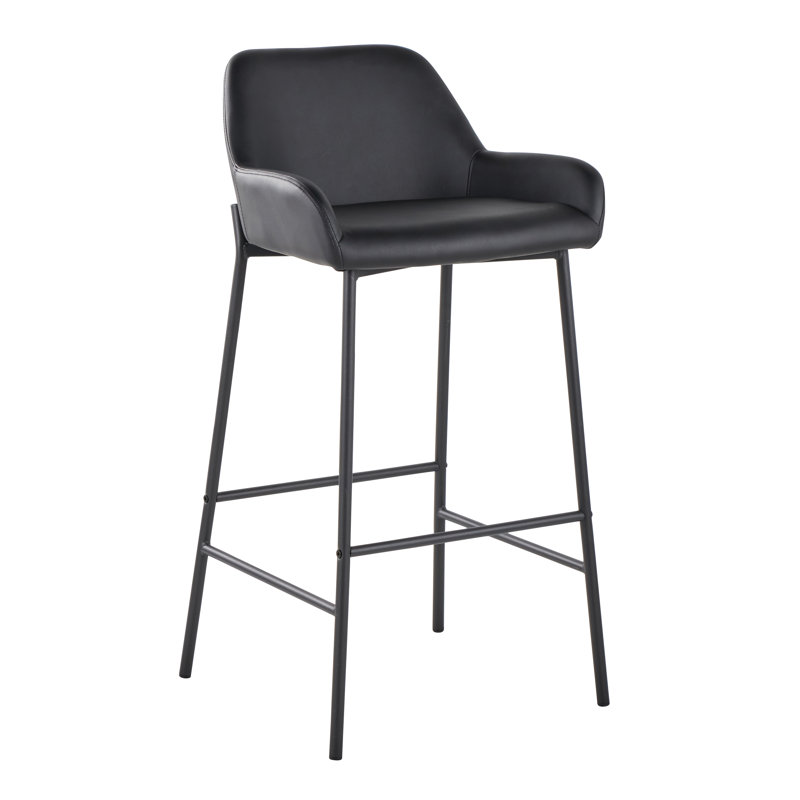 Arline 30" Fixed-Height Barstool - Set Of 2, Black, Bar Stool (30” Seat Height)