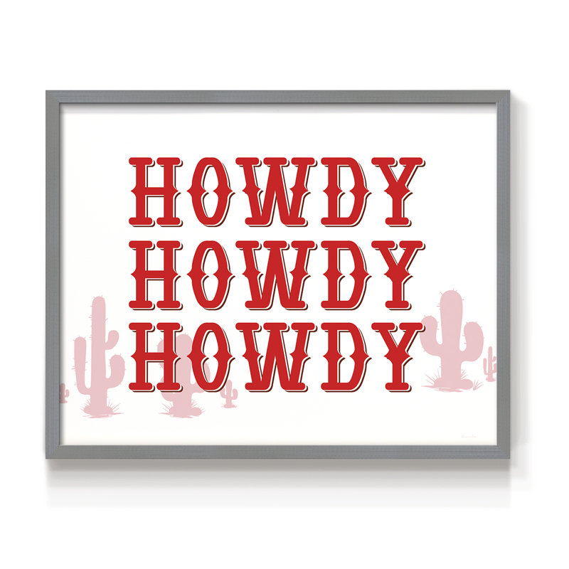 Howdy - Reproduction encadrée - Restickable, H 8 po x l 10 po, Gris
