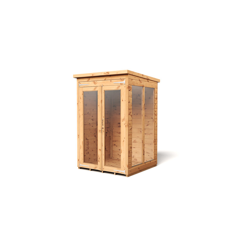  Pent Summerhouse Shiplap Tongue & Groove 4X4 Double Door With Windows