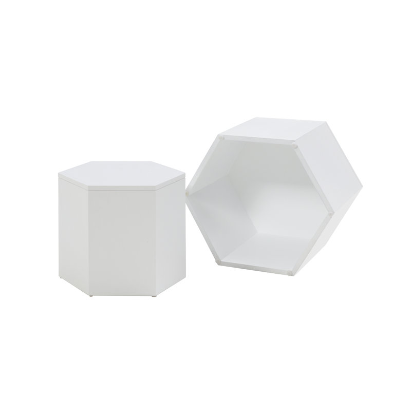 Coffee Tables,MDF With Veneer Side Table/Coffee Table/End Table/Nesting Table Set Of 2, White