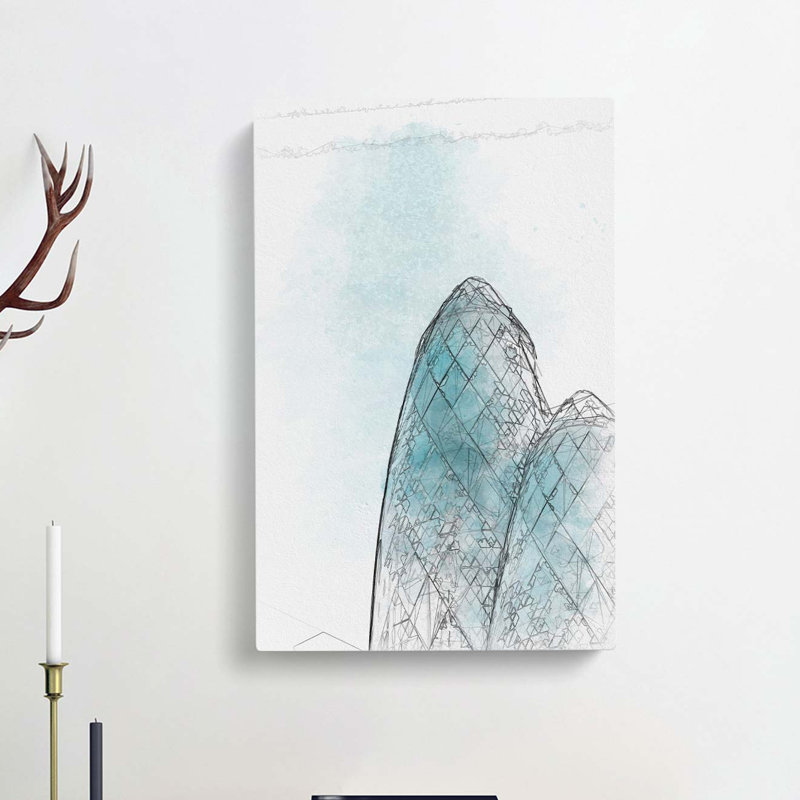 The Gherkin Building in London in Abstract - Wrapped Canvas, 76cm H x 50cm W x 3cm D