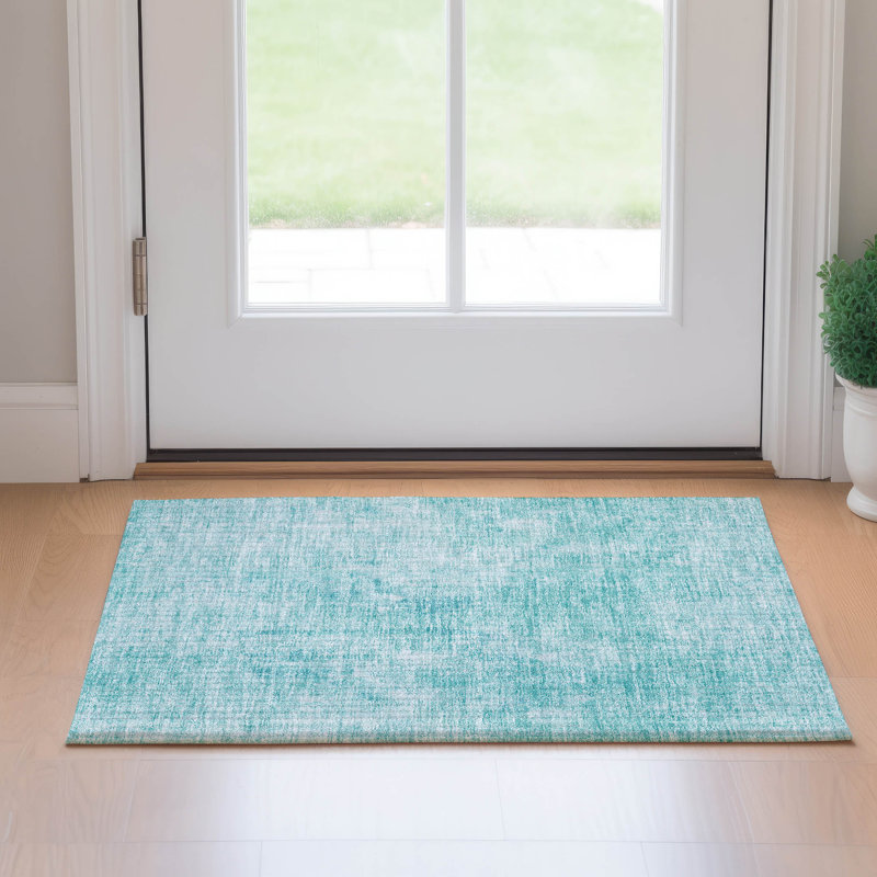 Premium Machine Washable Brittney Teal Rug, Rectangle 1'8" x 2'6"