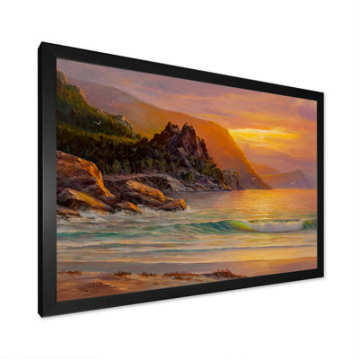«Ocean Sunset And Waves IV», reproduction sur toile flottante