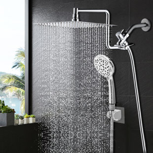 Ensemble de robinets de douche en laiton antique 8 `` étagère de produits  de douche à effet pluie à double poignée mitigeur bec pivo