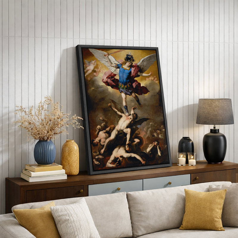 «Archangel Michael Defeating Demons», images de la Bataille céleste baroque, impression sur toile encadrée