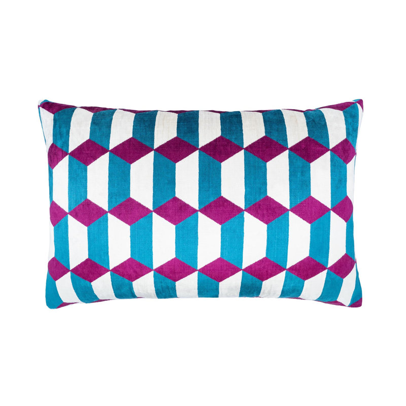 Argyle Velvet Pillow Cover, Blue/Purple