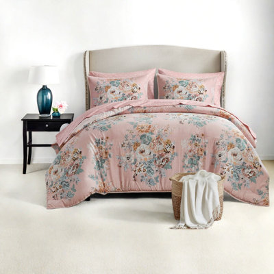 Ensemble de literie pour grand lit 7 pièces Timeless, polyester doux, style floral rétro pour une expérience de sommeil élégante