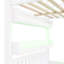 Lit pour maison double en bois pleine grandeur en blanc, éclairage de tablette à DEL, structure en forme, coffre-fort pour un accès facile Blanc de bois, tablette, cadre, garde-corps, solution de chambre fonctionnelle et peu encombrante-130115564