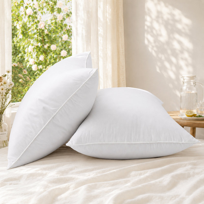 Oreiller de soutien rembourré aux plumes d'oie - Housse 100 % coton, moelleux tout en offrant un bon soutien, Standard