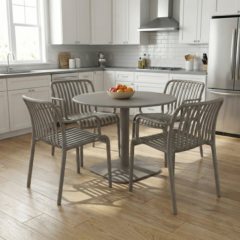 4 - Person Steel Dining Set, Grey/Grey